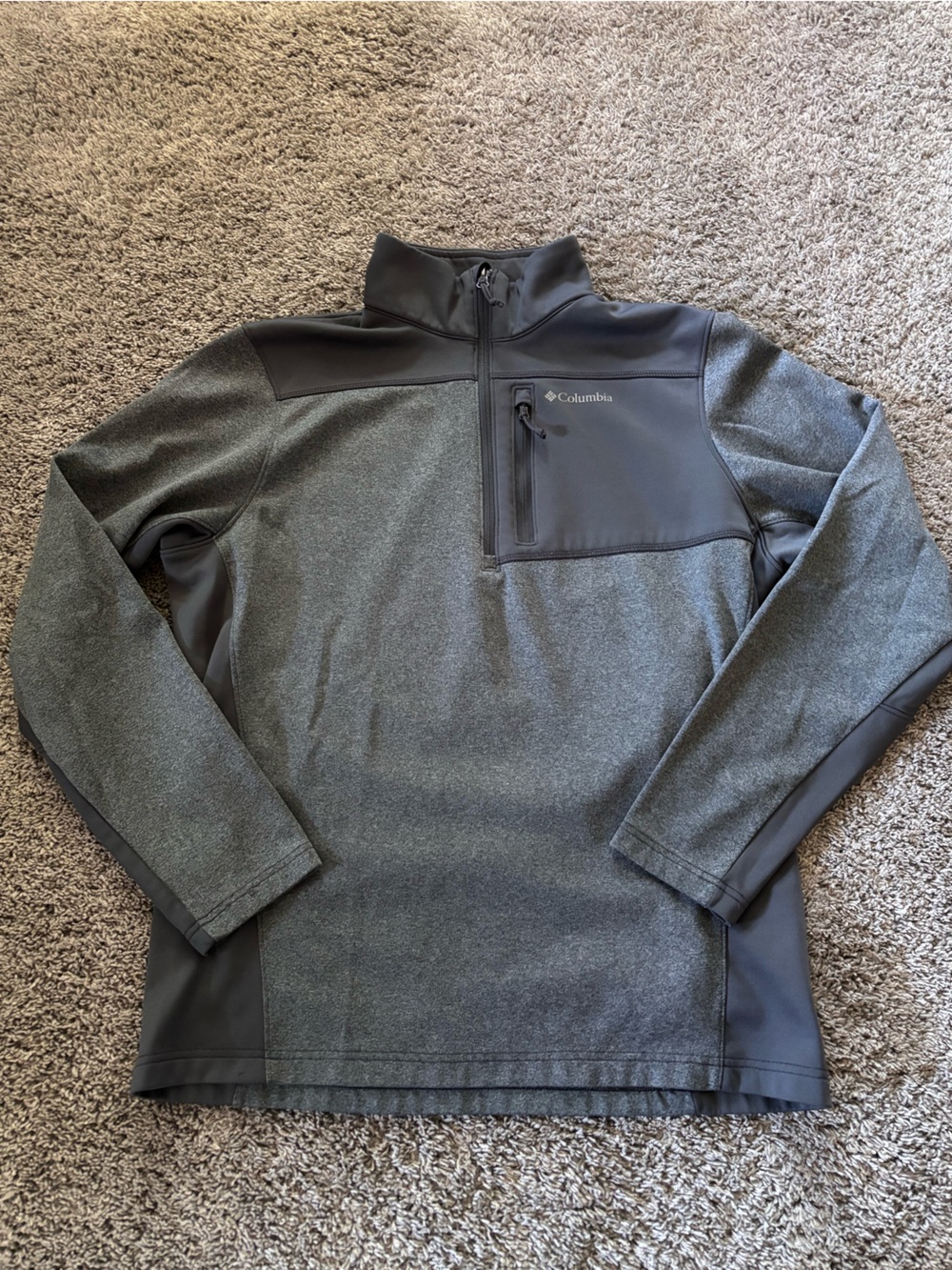 Columbia Quarter Athletic Zip Two-Toned Gray Pullover Fleece Mens Size M